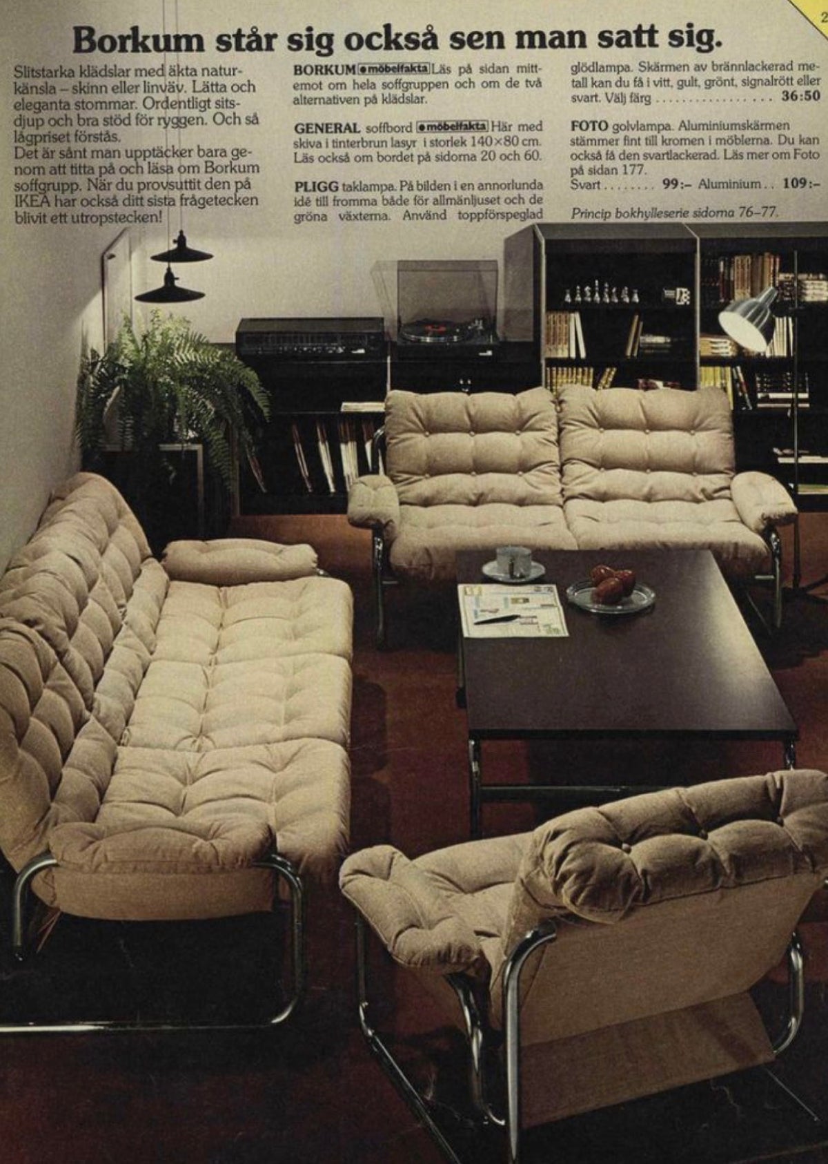 kultowa sofa Ikea Borkum 2 osobowa, lata 70, skóra naturalna w kolorze czekoladowym