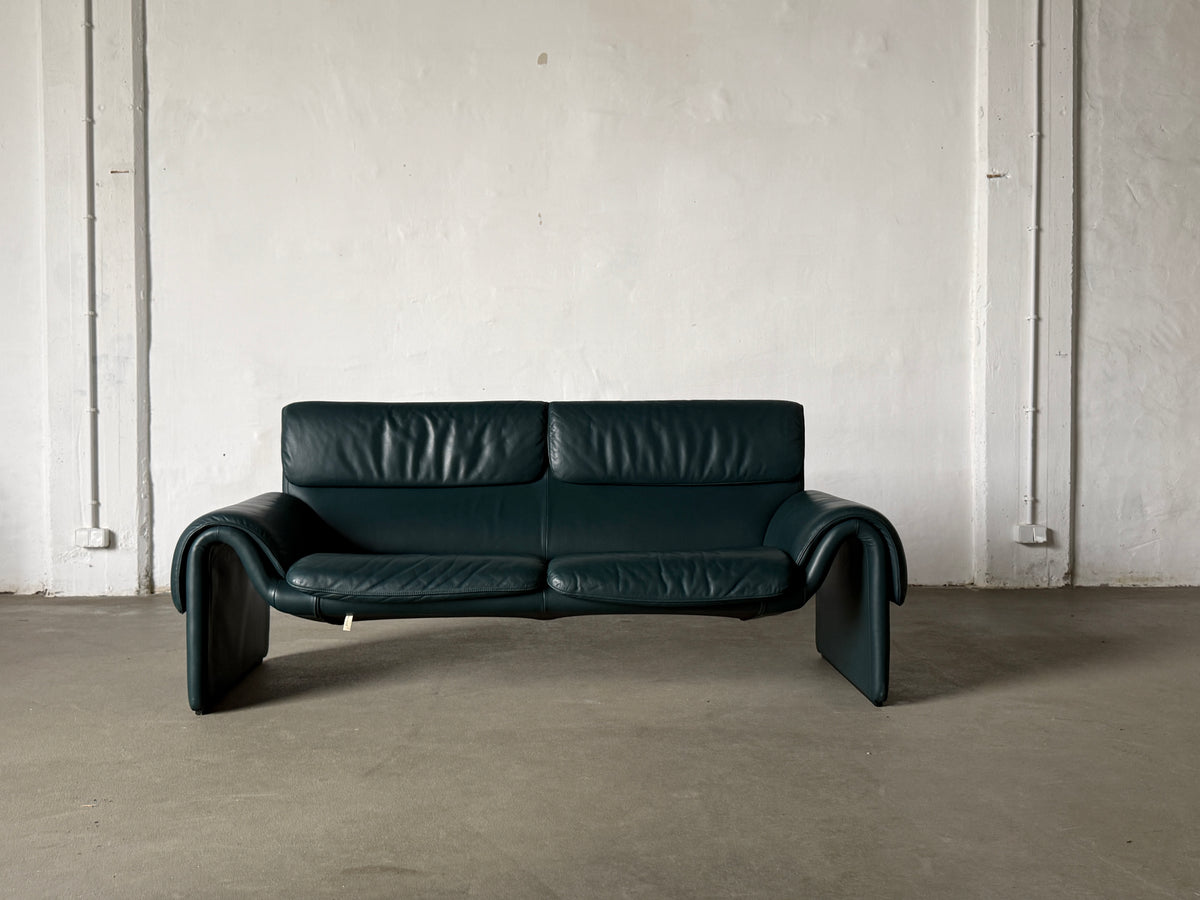 sofa De Sede SD2011, lata 80/90, sygnowana, skóra naturalna, morska zieleń