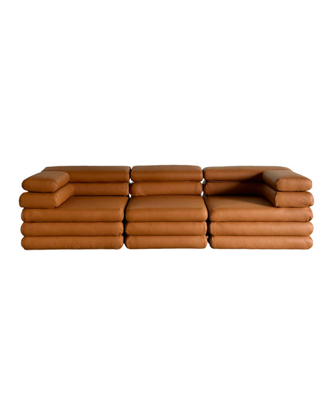Sofa modułowa Biszkopt skóra naturalna karmel