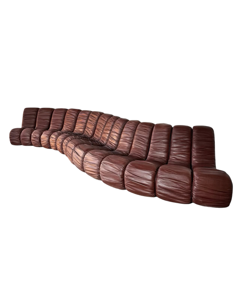 sofa "Snejk", 13 modułów, skóra, cherry